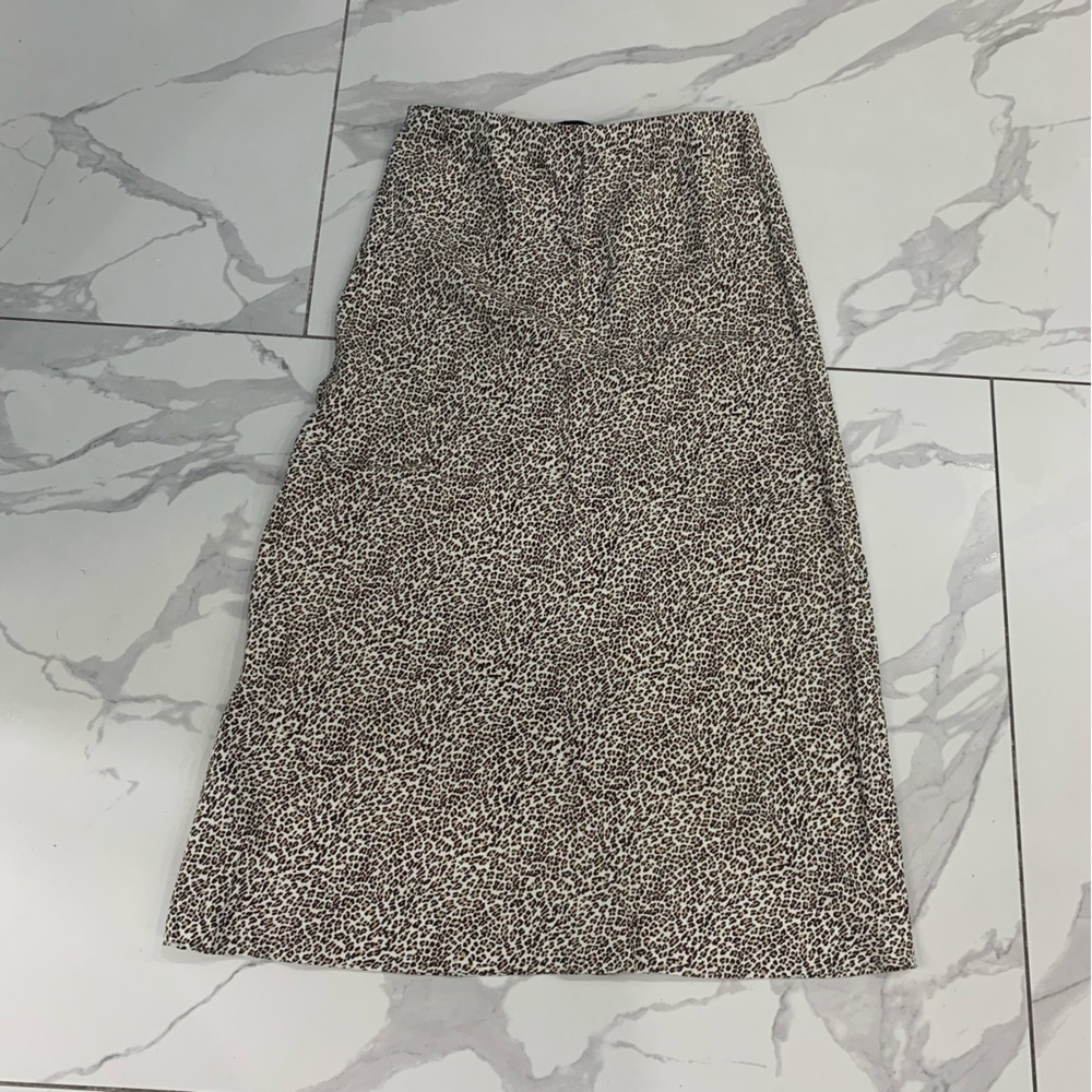 Jenni Kayne Skirt Sz XS MIDI Slip Leopard Black Brown A-line Fairy - Picture 2 of 8